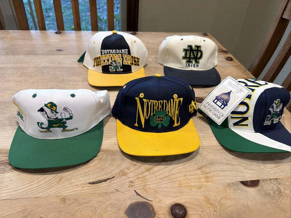 Lot Of 5 New Vintage Notre Dame Hats 90s Incredible Rare Collection